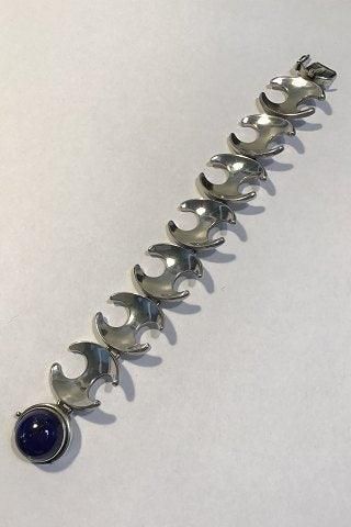 Antique Georg Jensen Sterling Silver Bracelet No 130B Lapis Lazuli