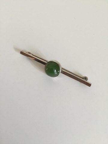 Antique Georg Jensen Sterling Silver Brooch with green stone