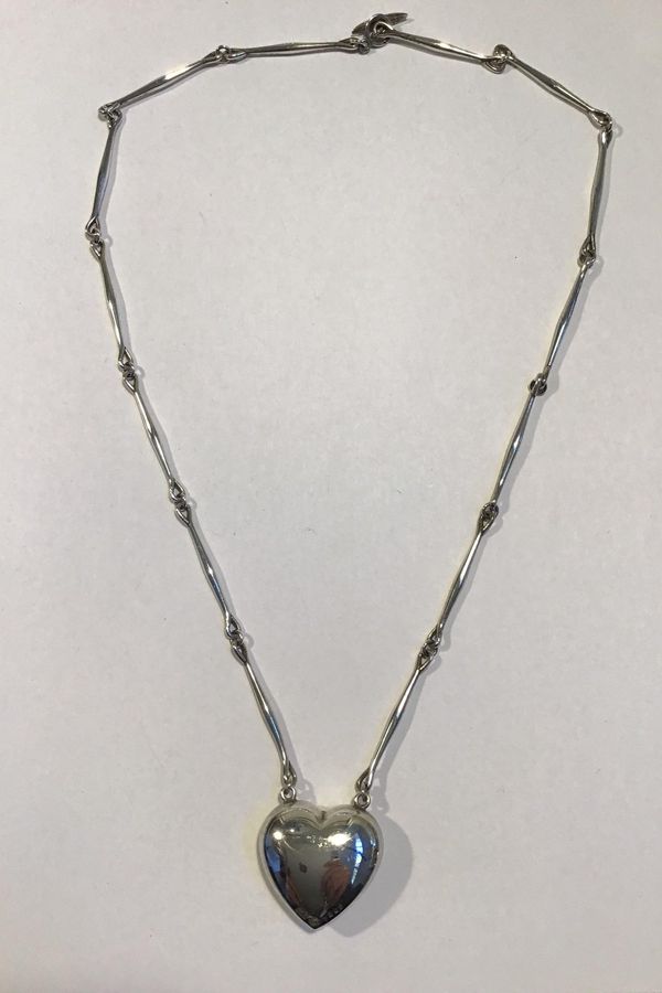 Antique Georg Jensen Sterling Silver Necklace with small Heart Pendant No 126B Astrid Fog