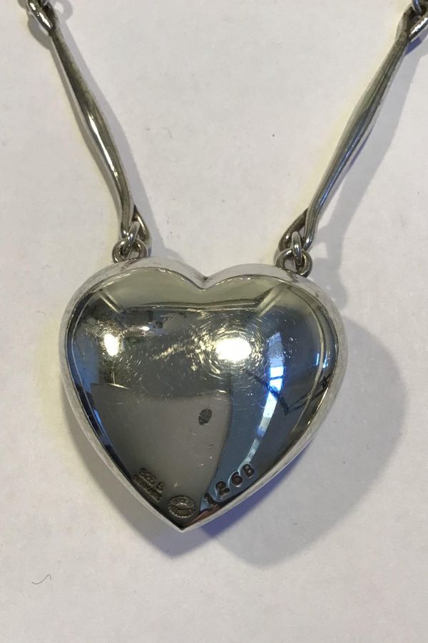 Antique Georg Jensen Sterling Silver Necklace with small Heart Pendant No 126B Astrid Fog