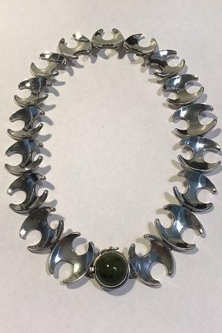 Antique Georg Jensen Sterling Silver Necklace No 130B Mosagate