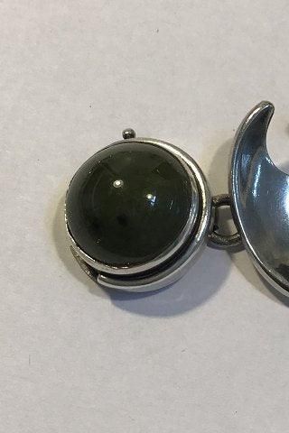Antique Georg Jensen Sterling Silver Necklace No 130B Mosagate