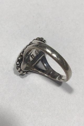 Antique Georg Jensen Sterling Silver Ring No 9 with Silver Stone