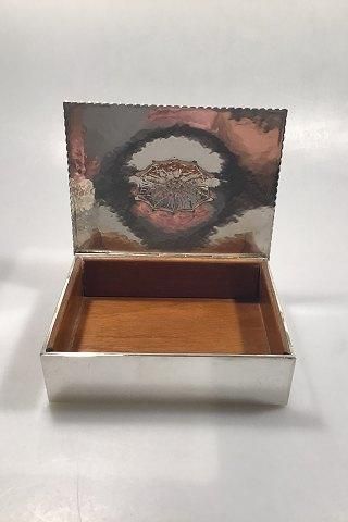 Antique Georg Jensen Silver Cigar Box/Lidded Box wood lined  No 195