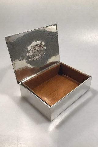 Antique Georg Jensen Silver Cigar Box/Lidded Box wood lined  No 195