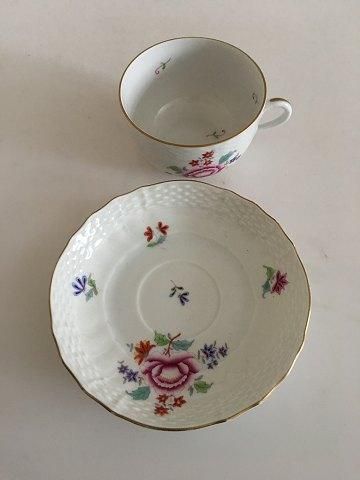 Antique Herend Hugary Tea Cup and Saucer with handpainted flowers