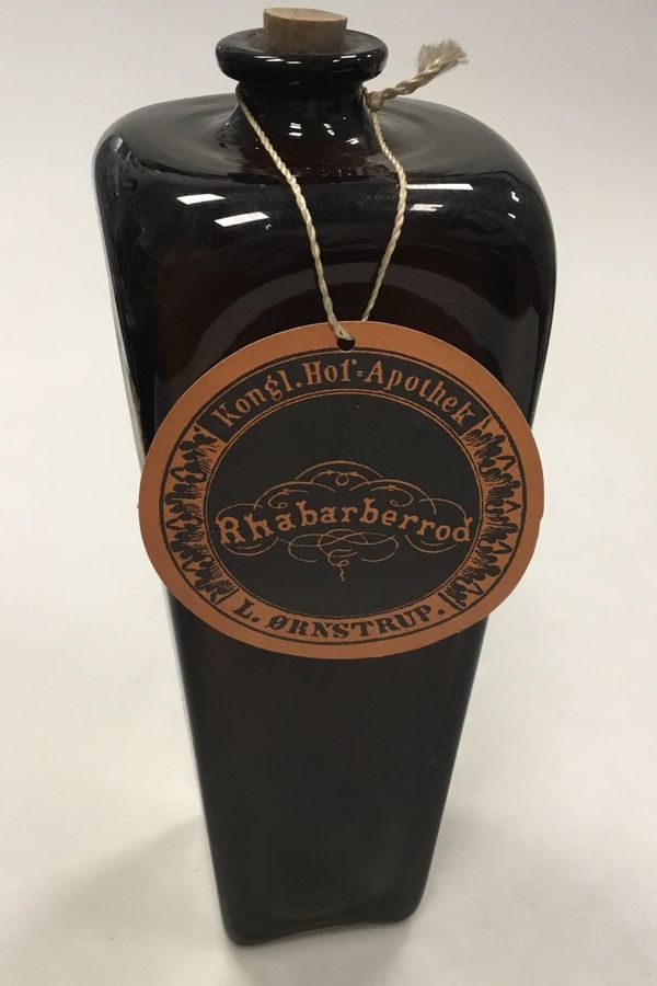 Antique Holmegaard Pharmacy Jar with text TINCT RHEI from 1983