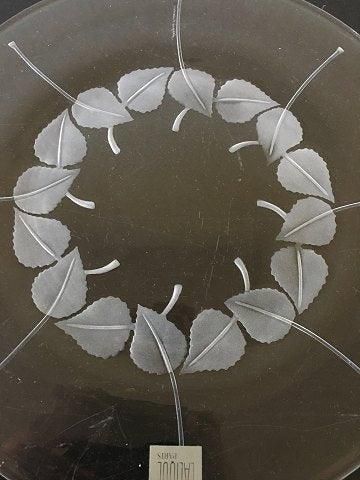 Antique Lalique Glass Platter with Leaf Ornament