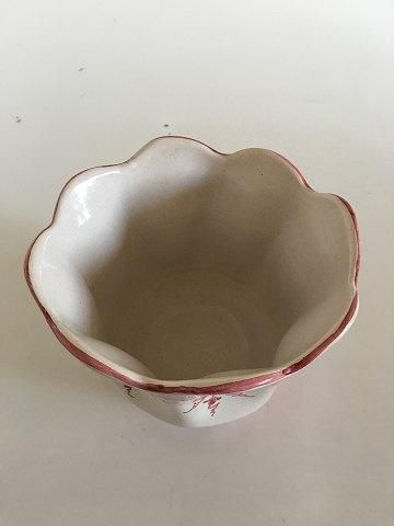 Antique Lars Syberg Ceramic Pottery Bowl with Pink Flowered Pattern