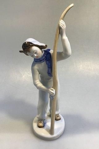 Antique Lomonosov Figurine Boy with ski