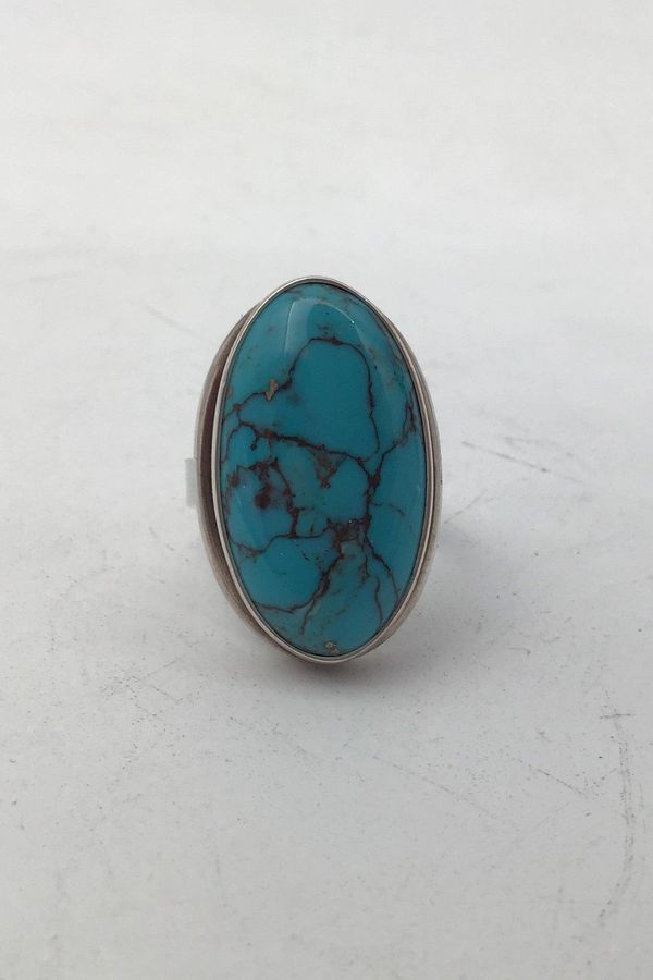 Antique Niels Erik From Sterling Silver Ring with Turquoise Ring