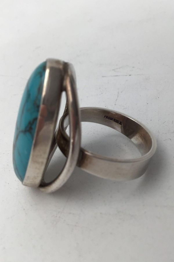 Antique Niels Erik From Sterling Silver Ring with Turquoise Ring