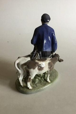 Antique Royal Copenhagen Figurine Boy with Calves No. 1858