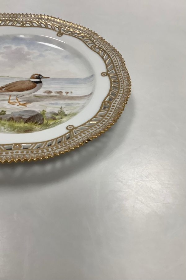 Antique Royal Copenhagen Flora Danica Birds Lunch plate No 20/3554 with openwork edge.