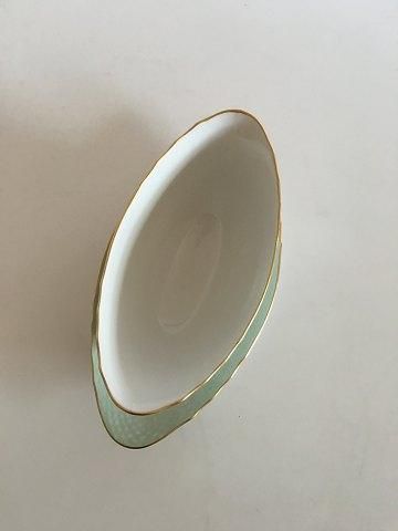 Antique Royal Copenhagen Green Curved with Gold Oval Sauceboat No 1651