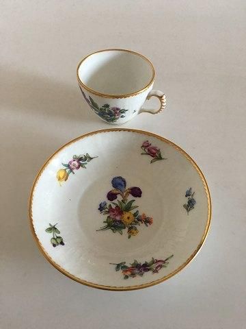 Antique Royal Copenhagen Saxon Flower Coffee Cup and Deep Saucer No 1549