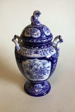 Antique Royal Copenhagen Unique Potpourri Jar with Flower decoration in blue by Anna Smith