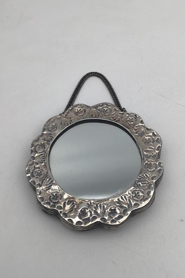 Antique Silver task mirror with chain