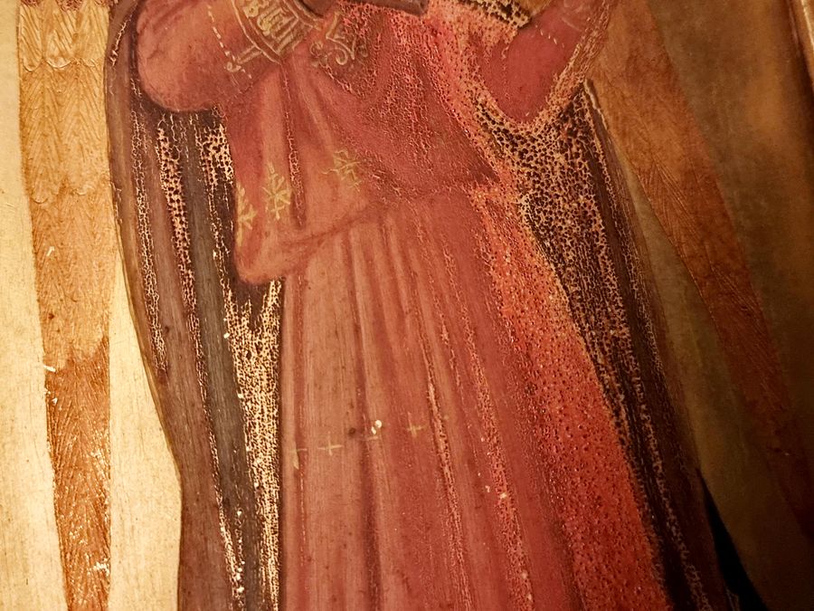 Antique 19th Century Oil Painting After Fra Angelico Housed In A Gilt Tabernacle, Antique Religious Renaissance Style Art