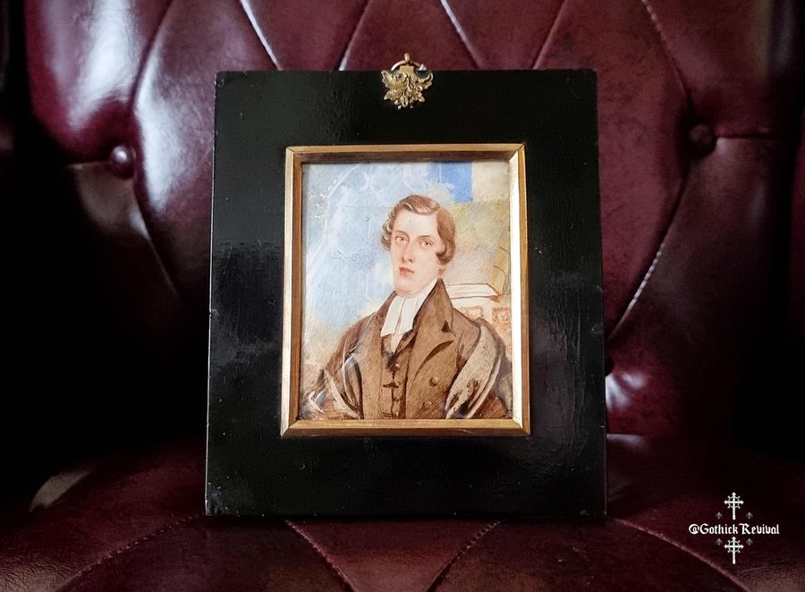 1837 Signed 'G Forster' Superb Fine Miniature Watercolour Portrait Painting Of A Young Affluent G...