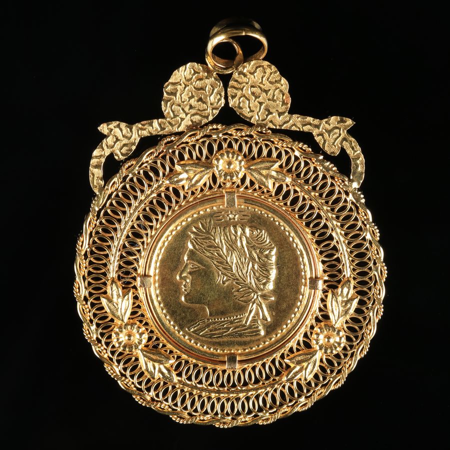 Antique 19K Gold Pendant Medal