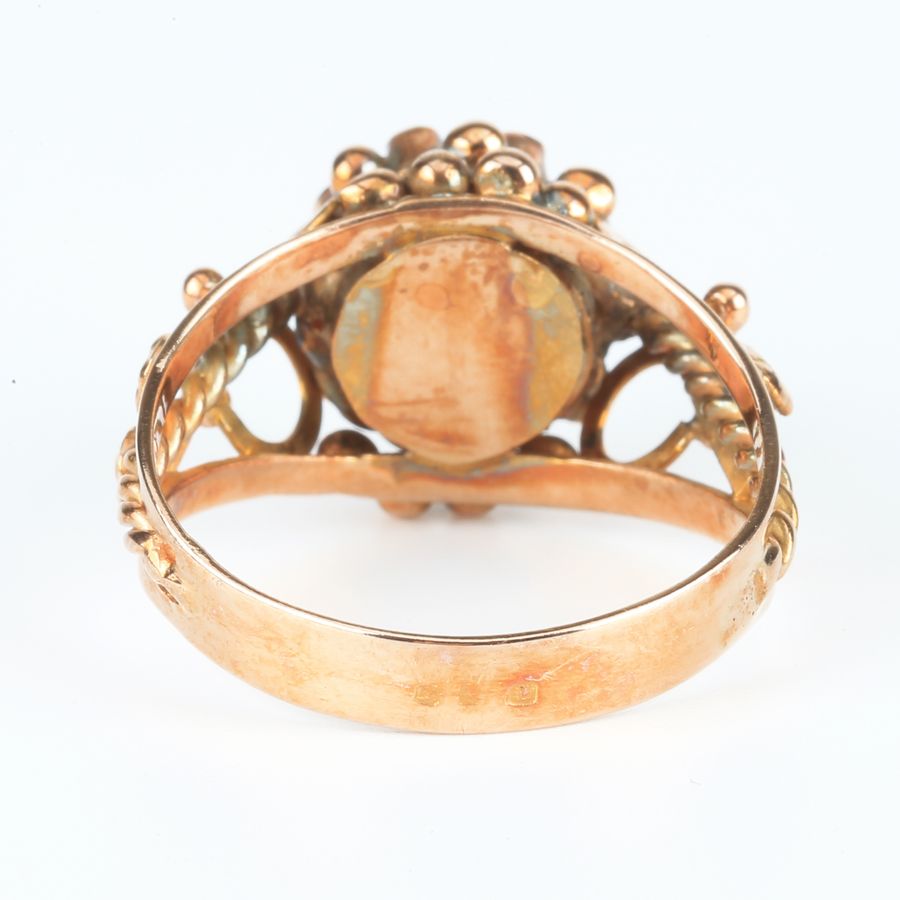 Antique 19K Gold Ring - Pearl and Diamonds