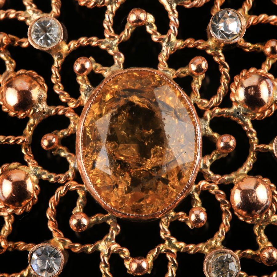Antique 19K Gold Pendant with Citrine