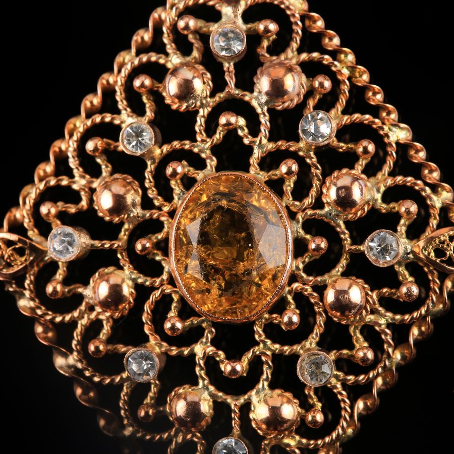 Antique 19K Gold Pendant with Citrine