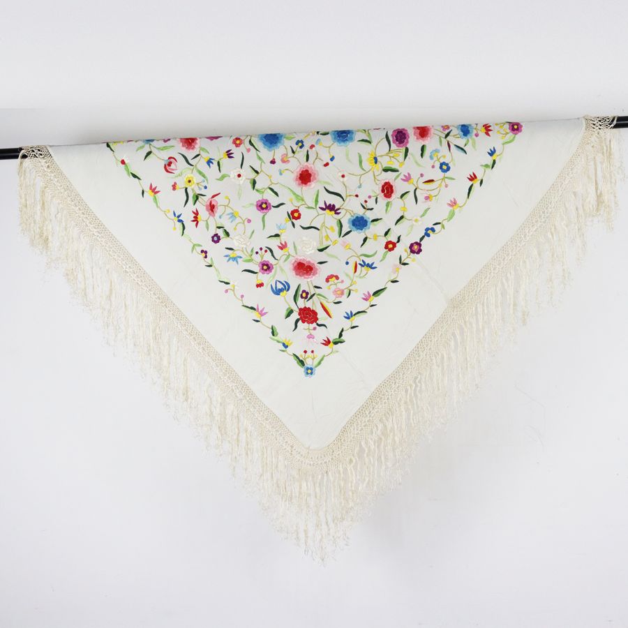 Antique Hand-embroidered Silk Mantle from Manila
