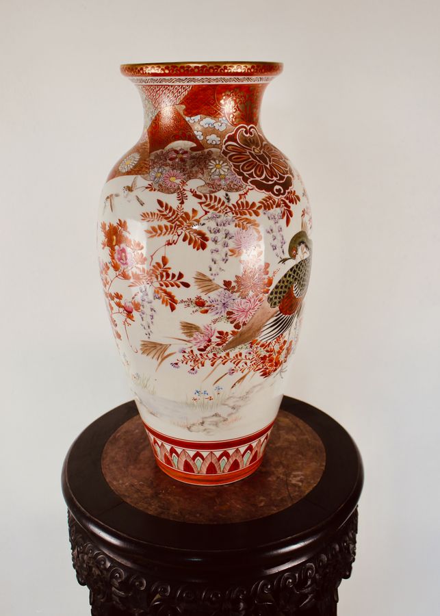 Antique Meiji Period Japanese Ovoid Kutani Vase