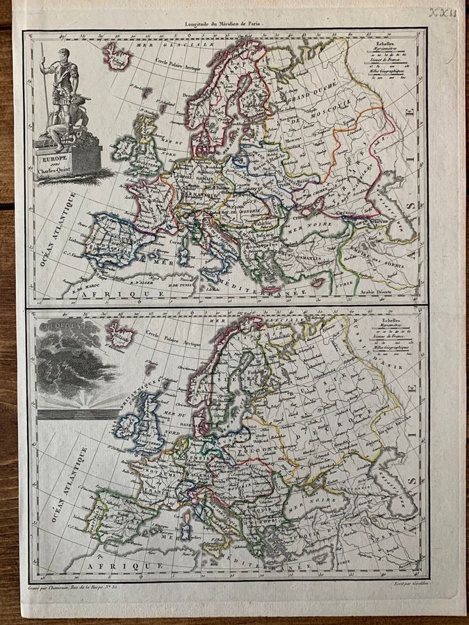Antique Europe 900. Eurpe 1100 Europe sous Charles-Quint. Europe 1789. Malte-Brun, 1812