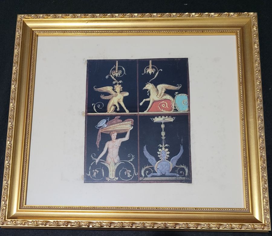 Antique A set of four Fresco Paintings 