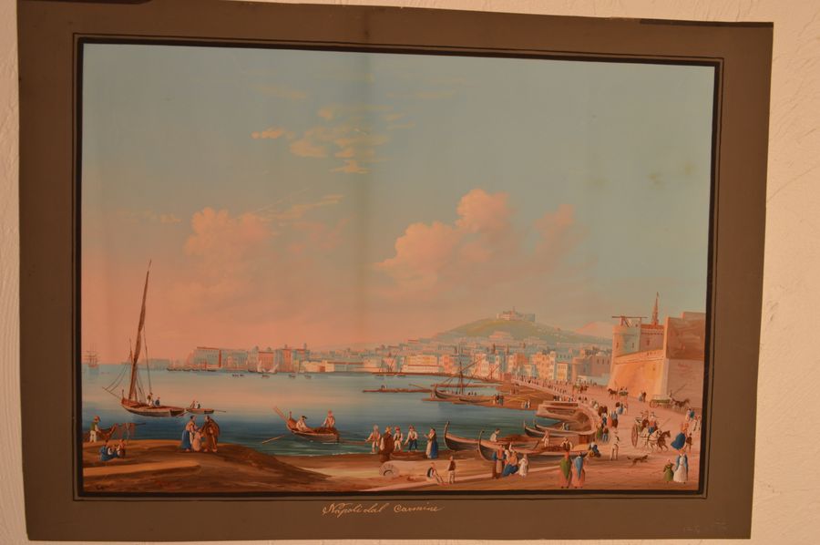 Italian Gouache of Naples mid 19th century 36.5×50.3 cms. Price 900 pounds sterling. Framed but p...