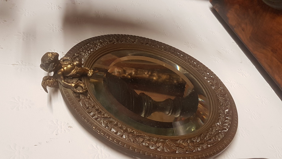 Antique Small Cherub Mirror 