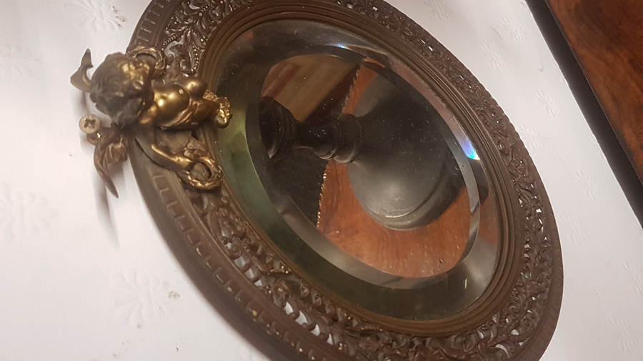 Antique Small Cherub Mirror 