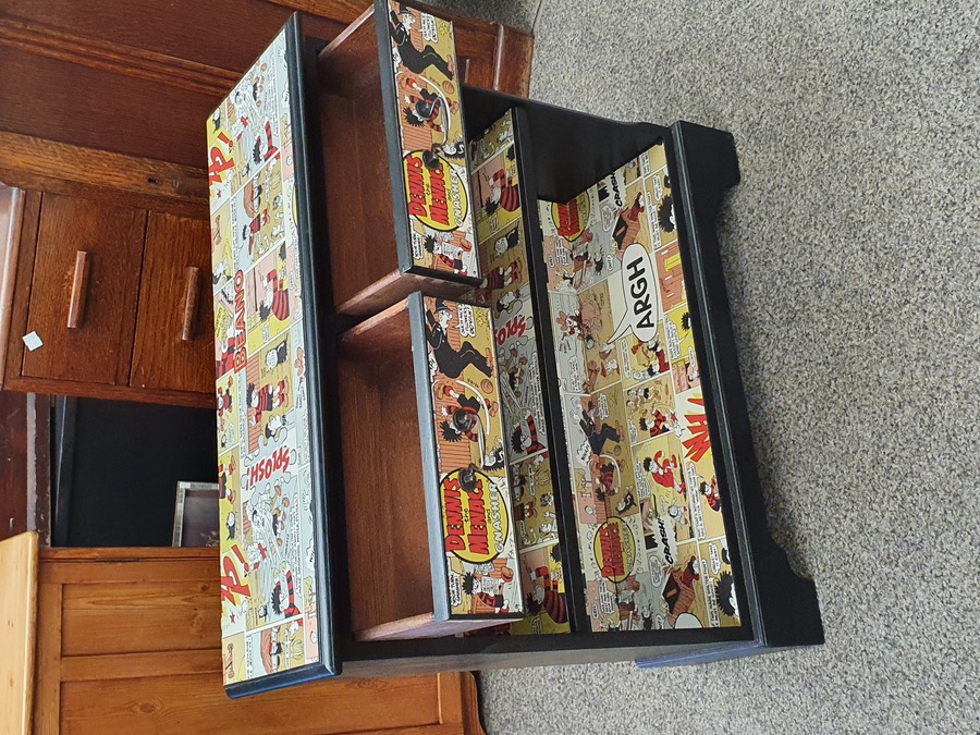 Antique Vintage Dennis The Menace Bookcase Cabinet Shelves 