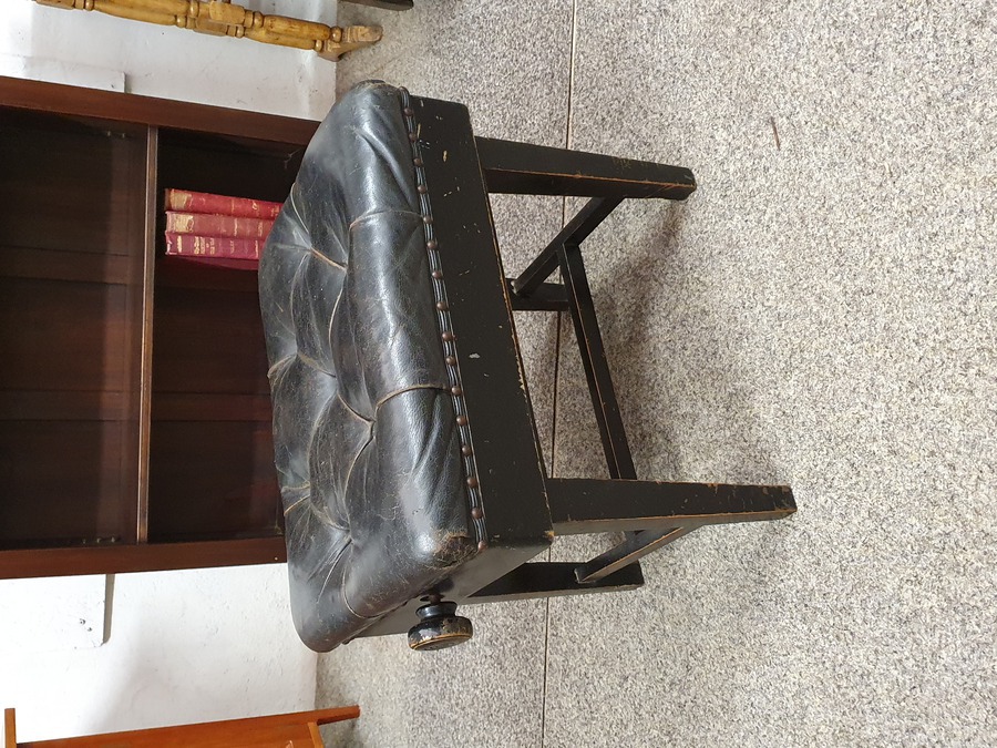 Antique Adjustable Leather Seat Stool