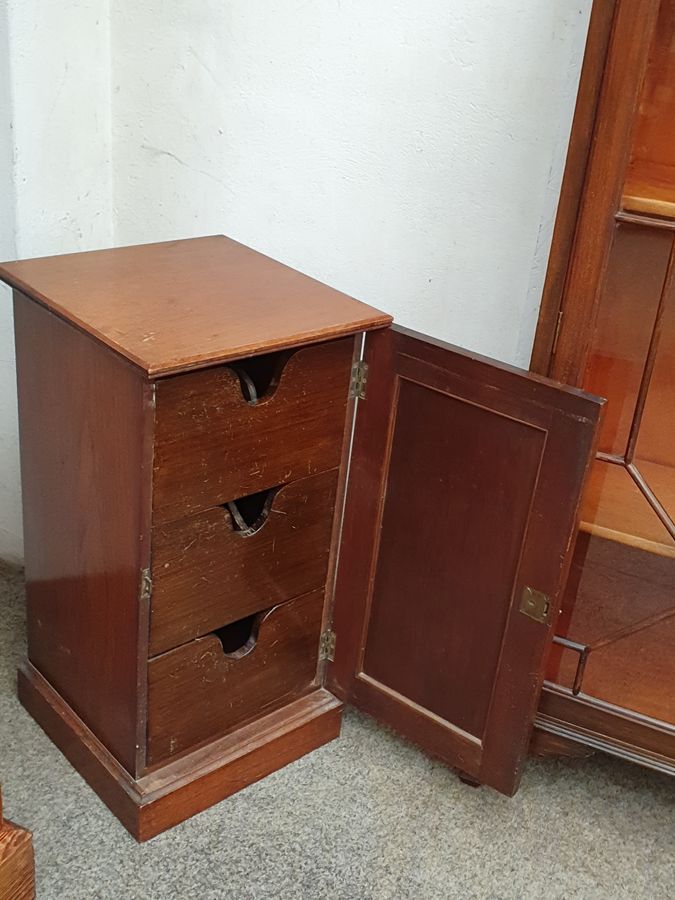 Antique Edwardian Pedestal Cabinet Bedside Table 