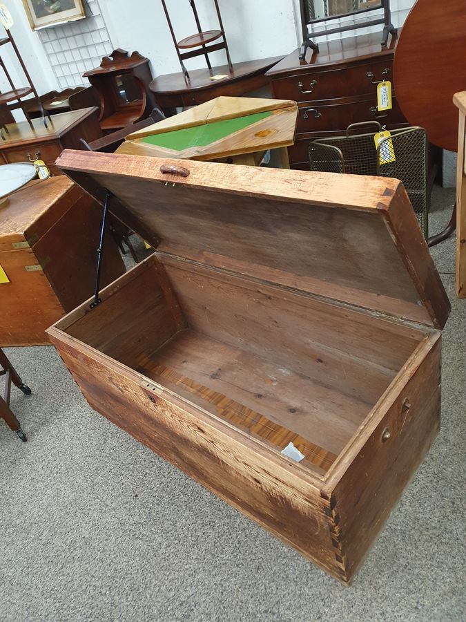 Antique Good Large Antique Pine Box Chest Table