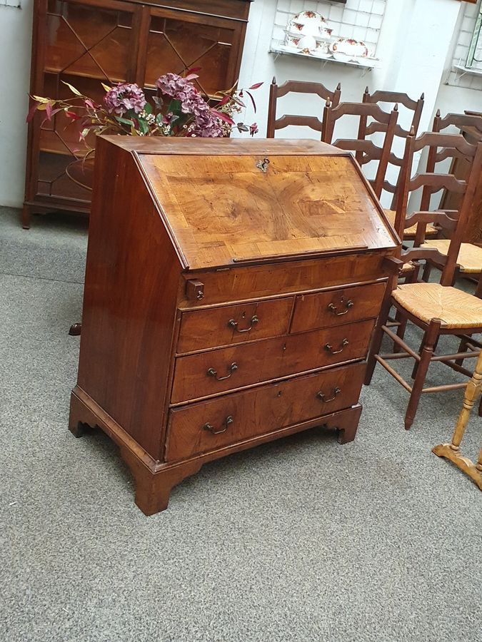Antique Antique Georgian Walnut Writing Bureau Desk
