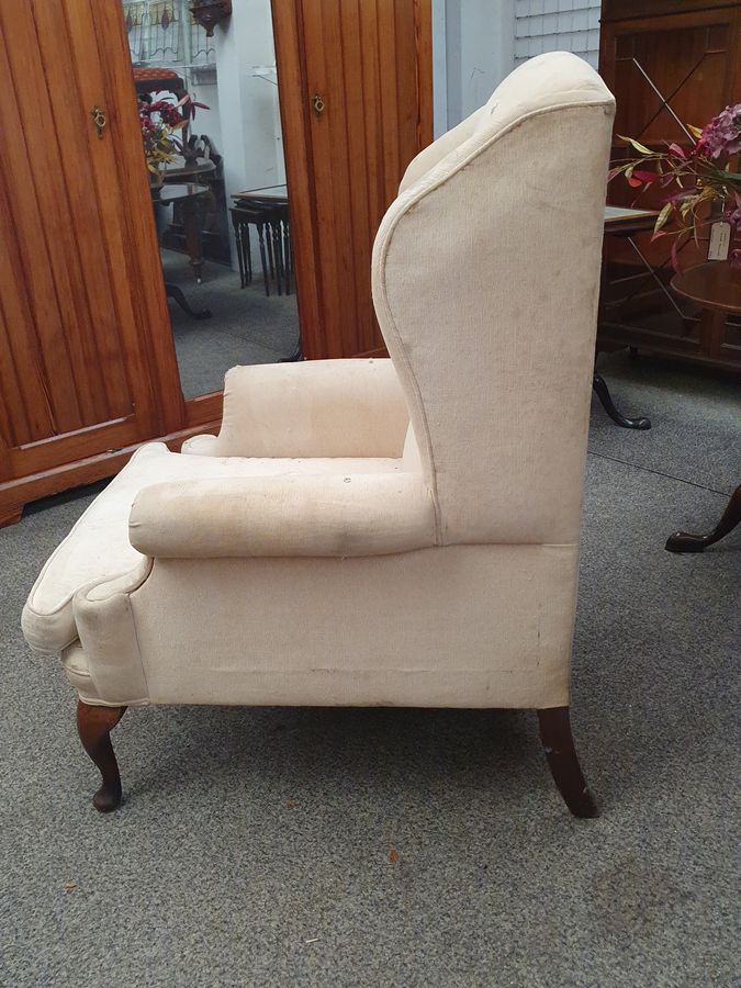 Antique Vintage Wing Armchair 