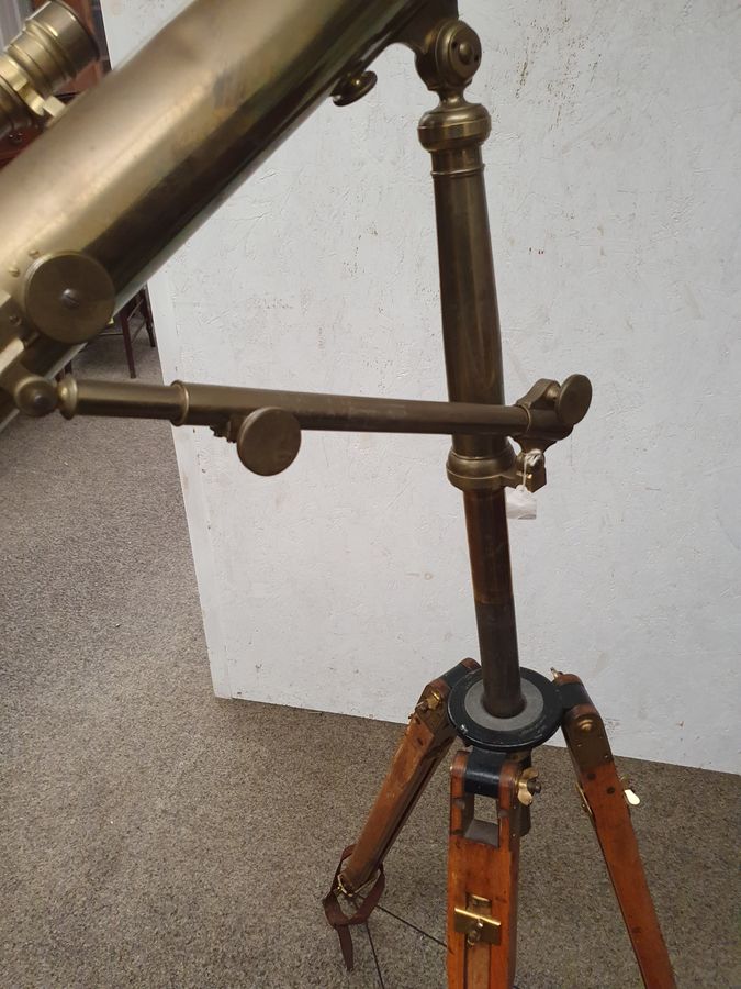 Antique Antique Brass Telescope on Tripod Base By Thomas J Lock Ltd