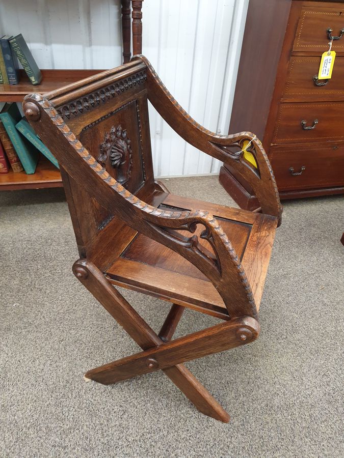 Antique Antique Oak Glastonbury Chair Armchair 
