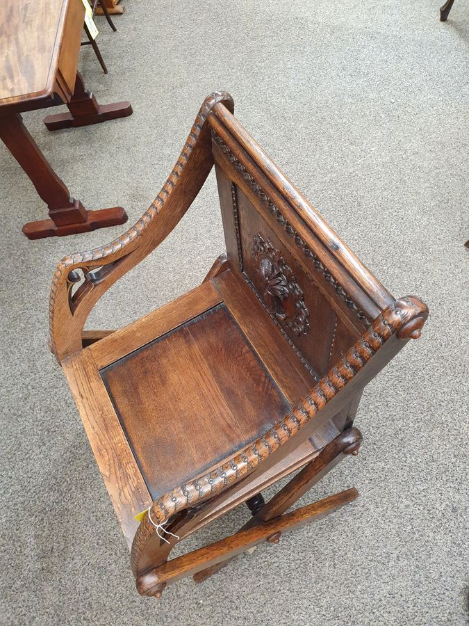 Antique Antique Oak Glastonbury Chair Armchair 