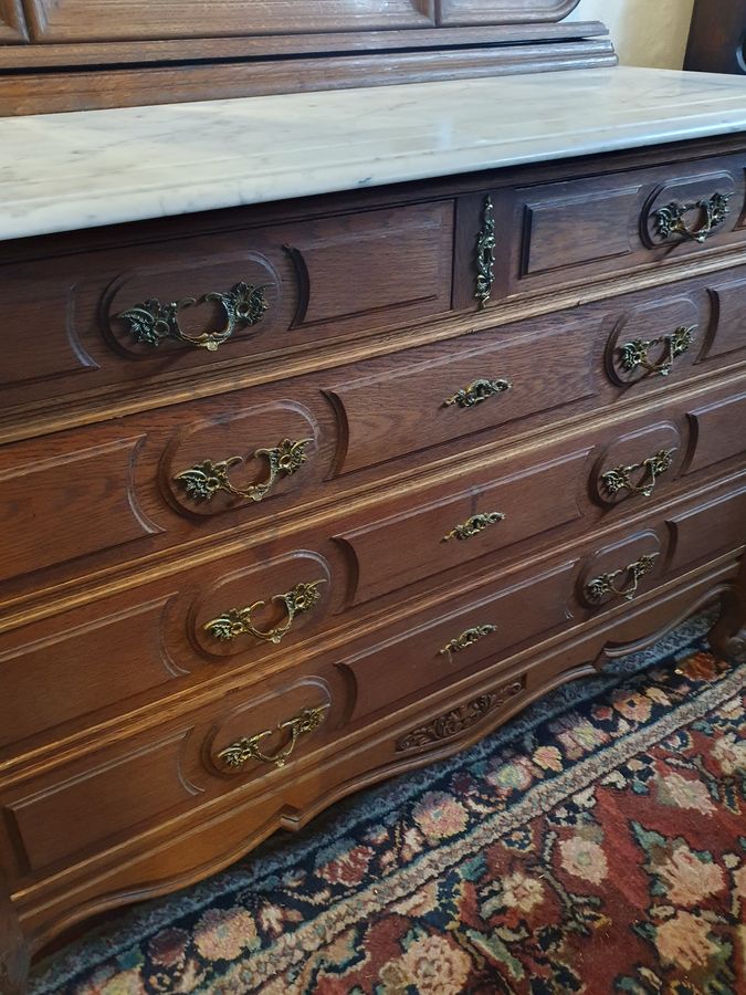 Antique Antique French Marble Top Dressing Chest of Drawers 