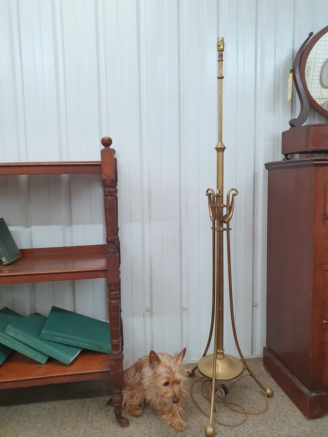 Antique Good Antique Brass Arts & Crafts Telescopic Standard Lamp