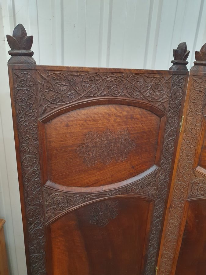 Antique Good Antique Triple Anglo Indian Screen Room Divider 