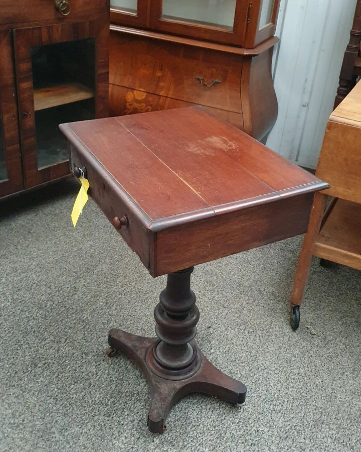Antique Small Antique Pedestal Lamp Bedside Table 