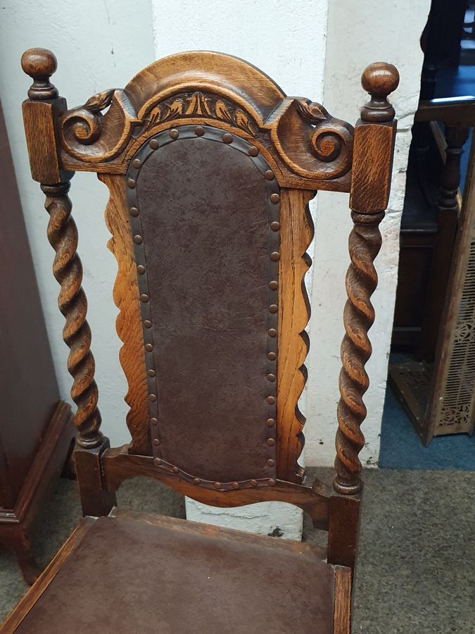 Antique Antique Edwardian Set of 6 Oak Dining Chairs 