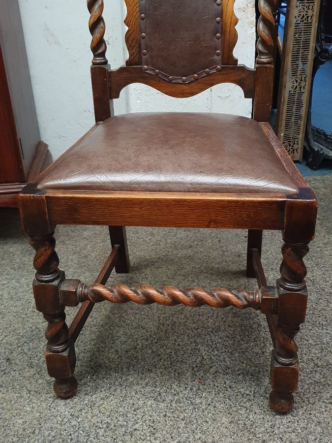 Antique Antique Edwardian Set of 6 Oak Dining Chairs 